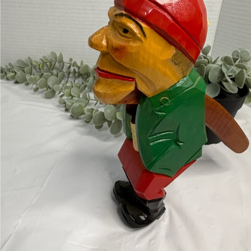 Nutcracker German Fisherman Fishing Hand Wood Carved Vintage Rare 8”